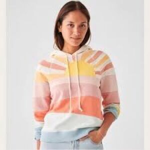 Faherty color block sun soleil hooded sweat shirt size small